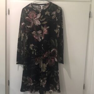 Ellen Tracy long sleeve knee length dress floral XS
